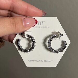 Chic Silver Hoop Earrings with Crystal Accents